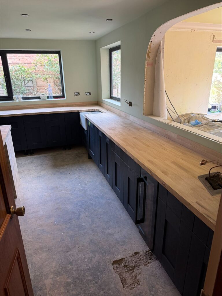 Kitchen navy oak worktop